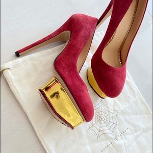 CHARLOTTE OLYMPIA Dolly Suede Platform Pumps *NEW*